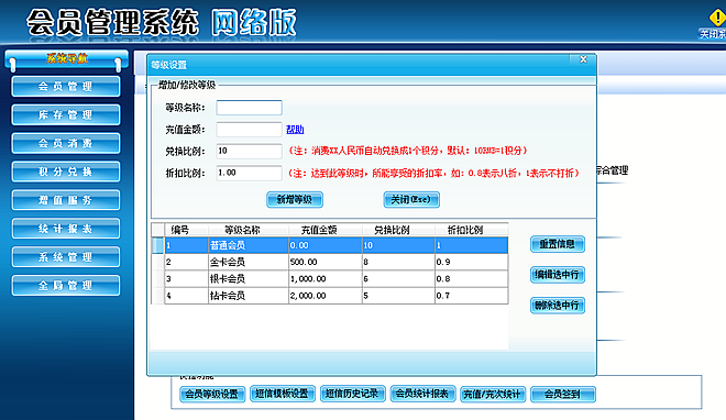 會員充值金額自動會員升級的管理軟件